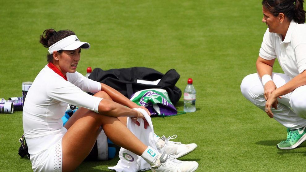 Garbiñe Muguruza entrenando con Conchita Martínez