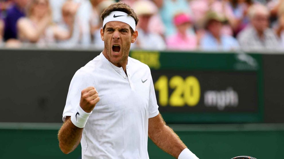 Juan Martín Del Potro celebra un punto en Wimbledon
