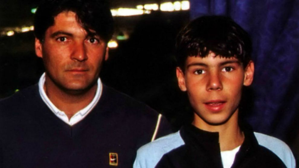 Rafa Nadal con Toni Nadal en uno de sus primeros torneos