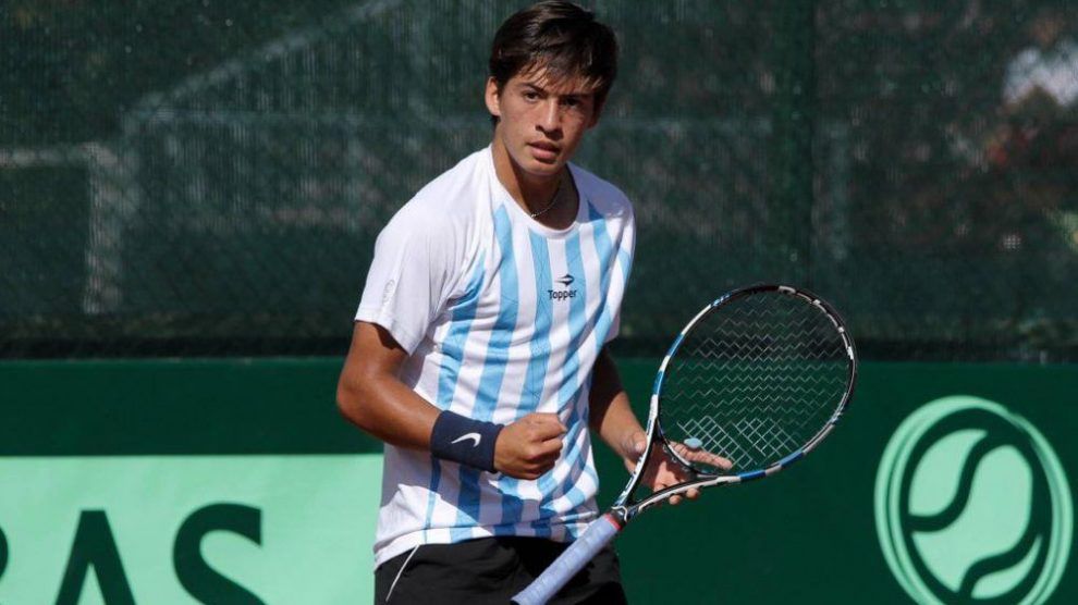 Sebastián Báez celebrando un punto con Argentina