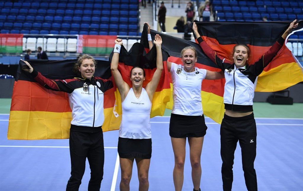 Las jugadoras alemanas celebran el pase a semifinales de la Fed Cup