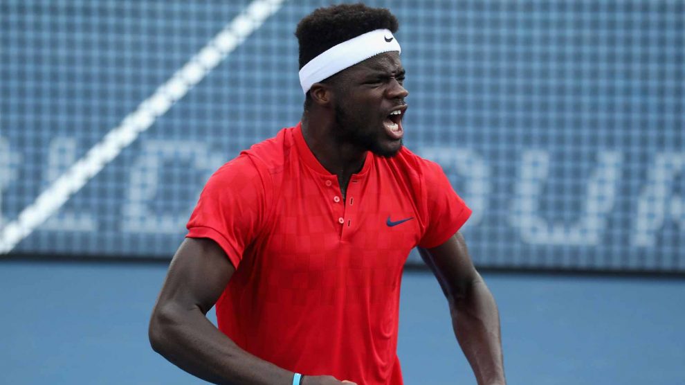 Tiafoe celebra un punto