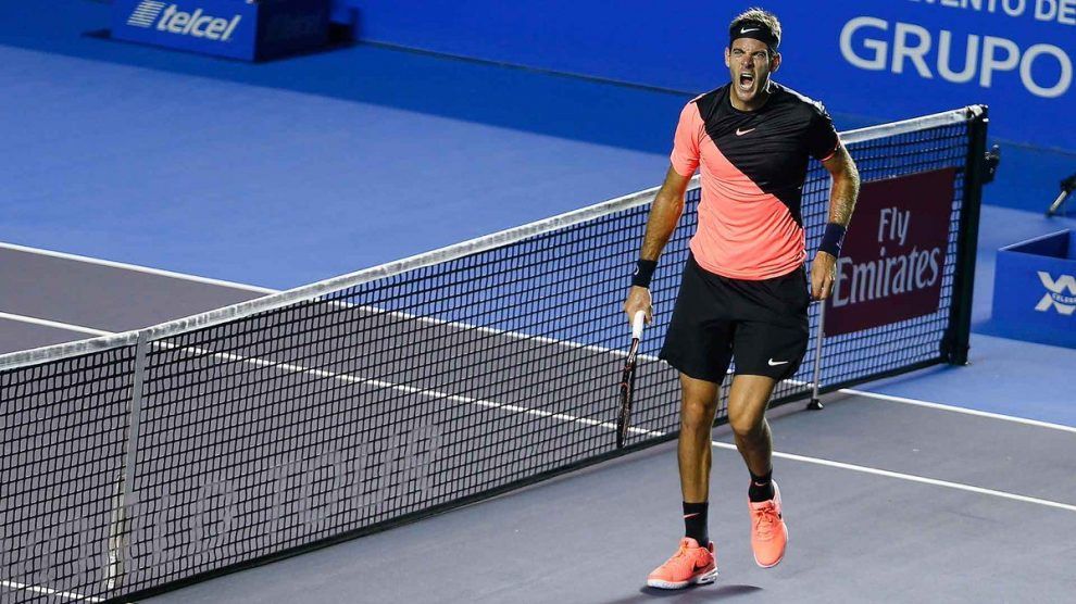 Delpo celebra un punto en el ATP de Acapulco