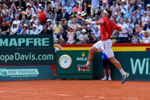 David Ferrer celebra un punto ante Alemania en Copa Davis