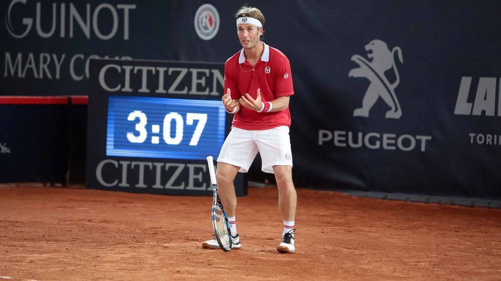 Daniel Gimeno Traver celebra una victoria en el ATP de Hamburgo