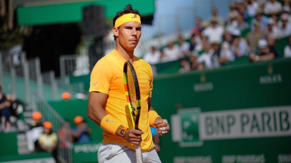 Nadal celebra un punto en el Masters 1000 de Montecarlo