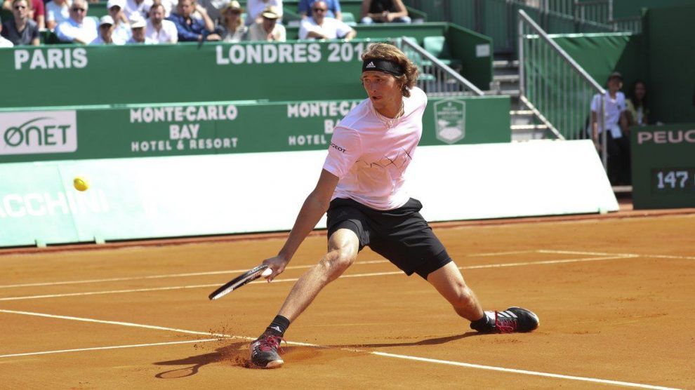 Zverev jugando un partido en el Masters 1000 de Montecarlo