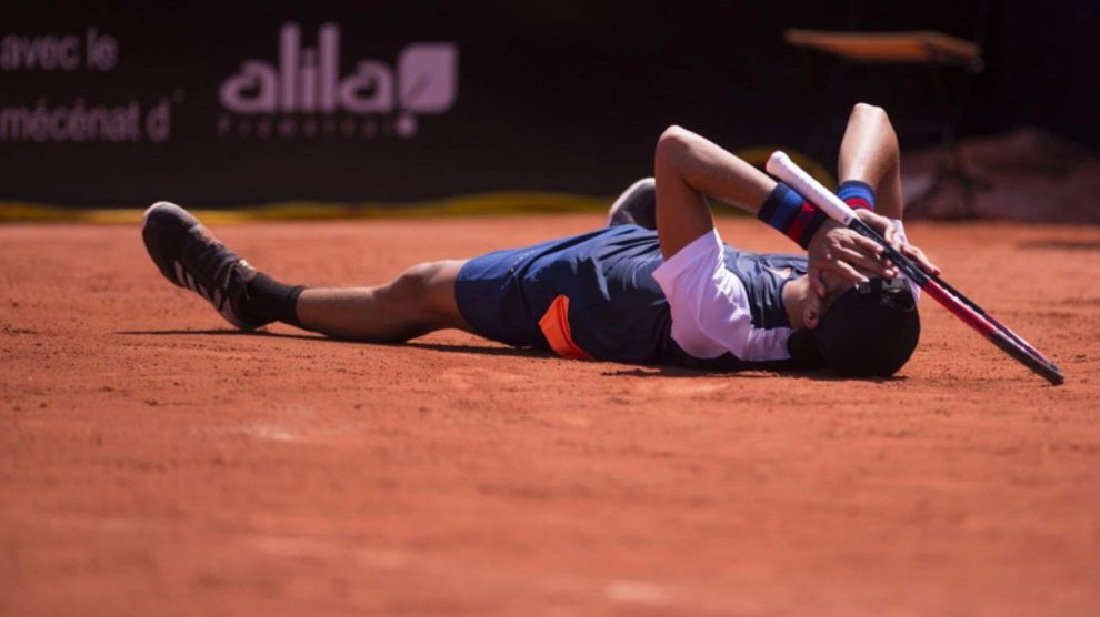 Federico Coria celebrando su primera victoria ATP