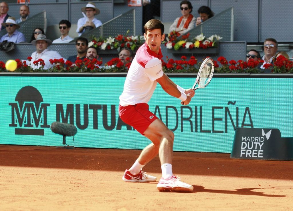 Djokovic en su partido en el Mutua Madrid Open