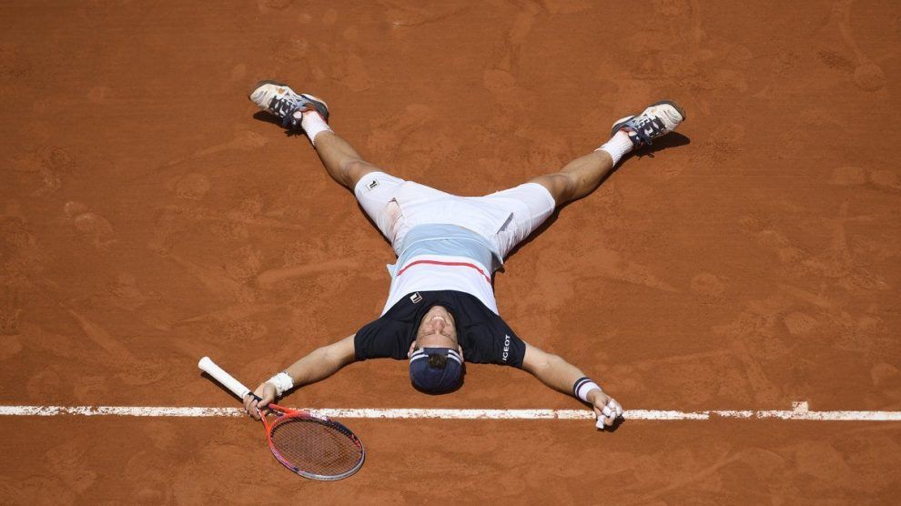 Schwartzman celebra el triunfo ante Anderson en Roland Garros 2018
