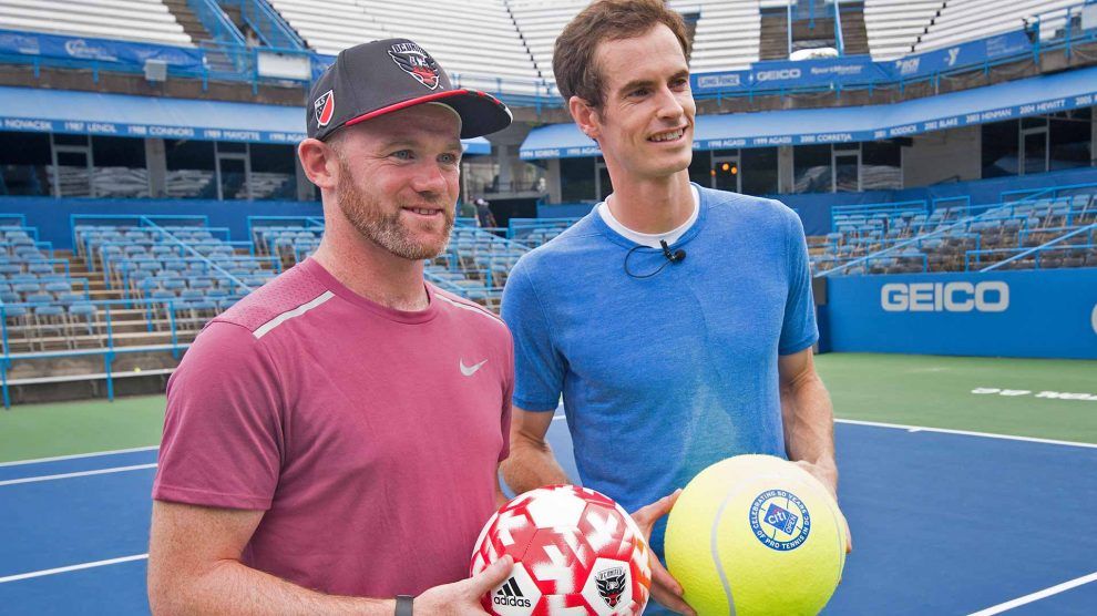 Andy Murray y el legendario futbolista Wayne Rooney en el prólogo de del ATP de Washington ! Foto: atpworltour.com