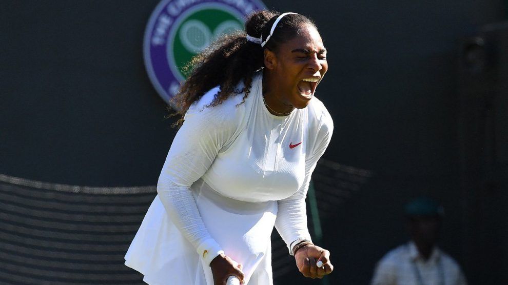 Serena Williams celebra una victoria en Wimbledon 2018