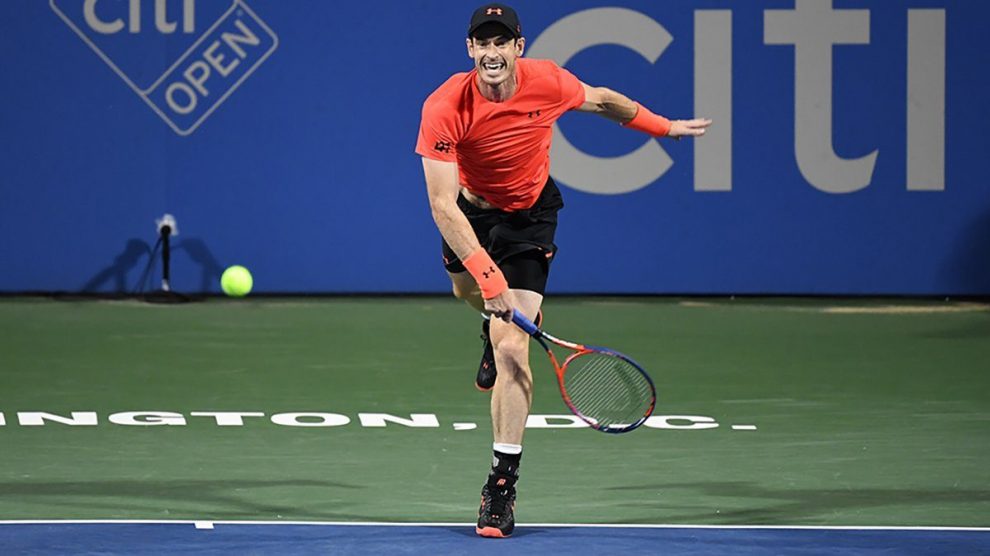 Murray disputando los cuartos de final en Washington