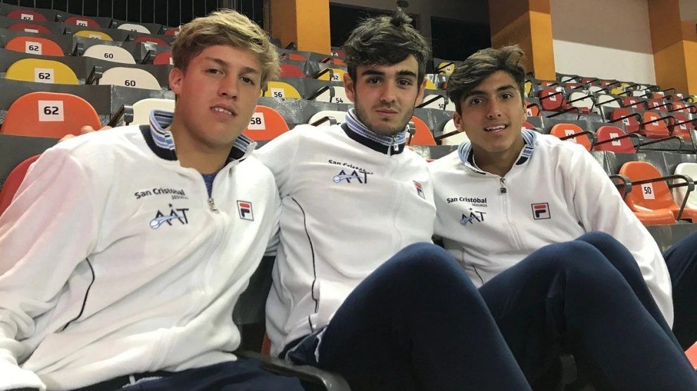 Santiago de la Fuente, Juan Bautista Torres y Román Burruchaga preparados para la Copa Davis Junior 2018 | Foto: @ITF_Tennis