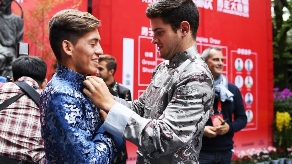 Sebastián Báez y Nicolás Mejía momentos antes del sorteo del Masters Junior 2018 | Foto: www.itftennis.com