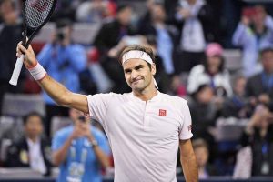 Roger Federer celebra el pase a cuartos de final en el Masters 1000 de Shanghai