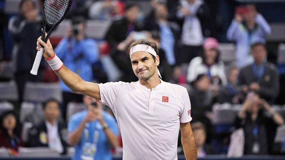Roger Federer celebra el pase a cuartos de final en el Masters 1000 de Shanghai