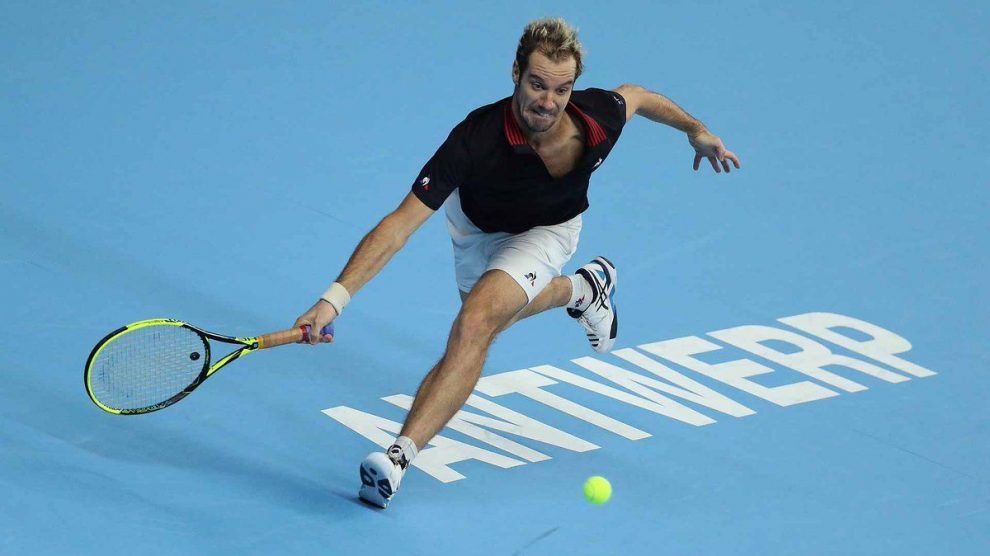 Gasquet jugando un partido en el ATP de Amberes