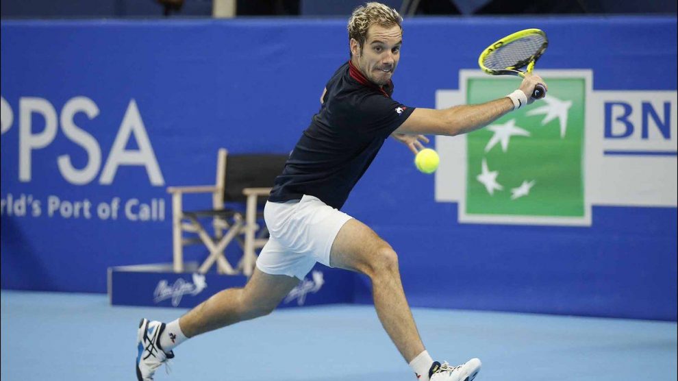 Gasquet jugando un partido en el ATP de Amberes