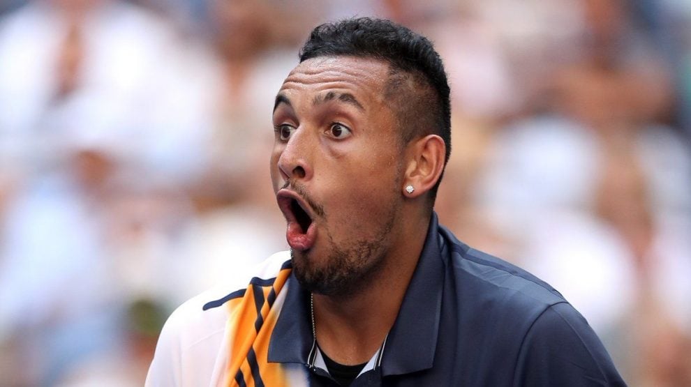 Kyrgios sorprendido durante un partido