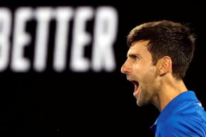 Djokovic celebra un punto en Grand Slam