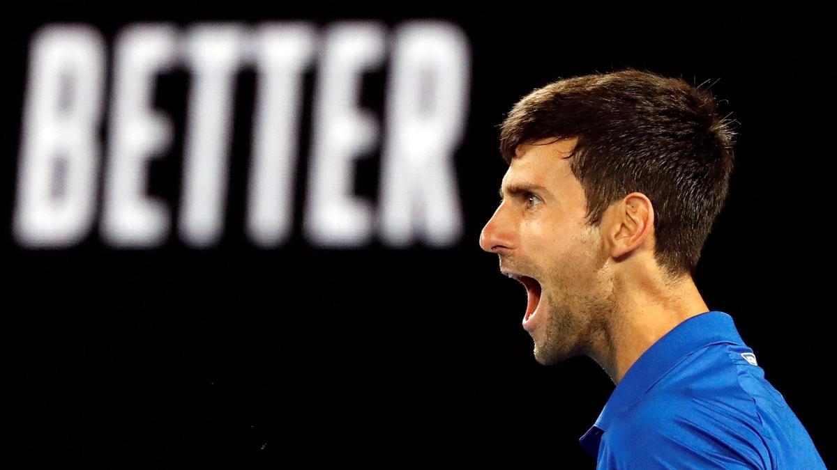 Djokovic celebra un punto en Grand Slam